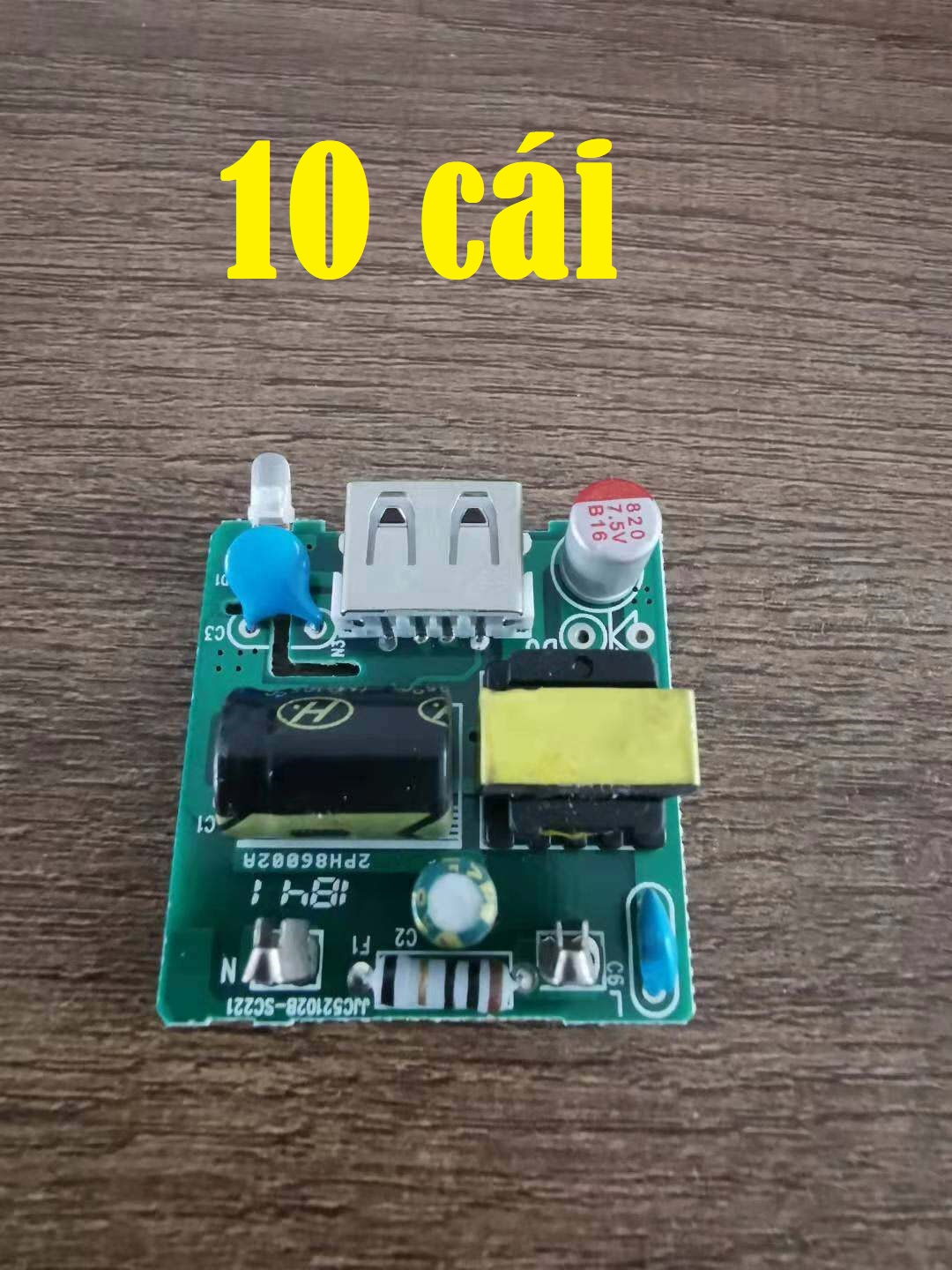 Combo 10 nguồn không vỏ 5v 1,5A max có cổng đầu ra USB