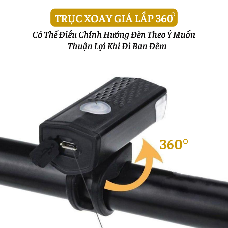 Đèn led xe đạp thể thao, đèn USB chống nước siêu sáng