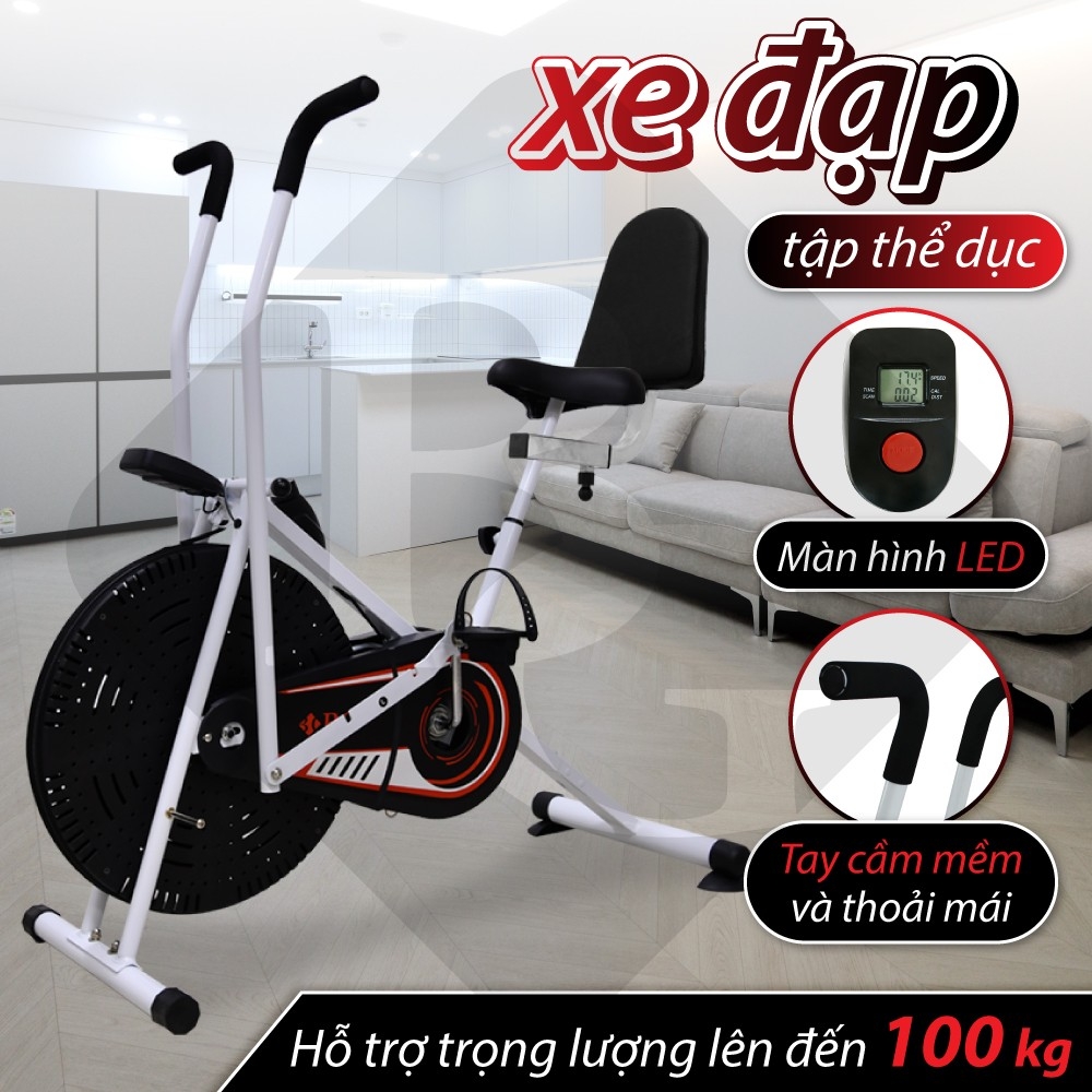 BG - Xe đạp tập thể dục Air bike có tay cảm ứng và tựa lưng siêu việt