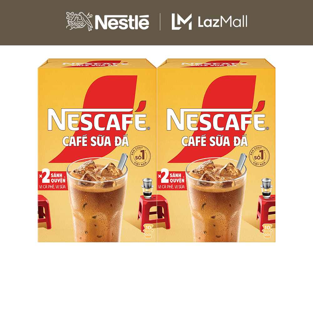 [FREESHIP TOÀN QUỐC] Combo 2 hộp Cà Phê Sữa NESCAFÉ Cà Phê Sữa Đá (Hộp 10 Gói x 24g)