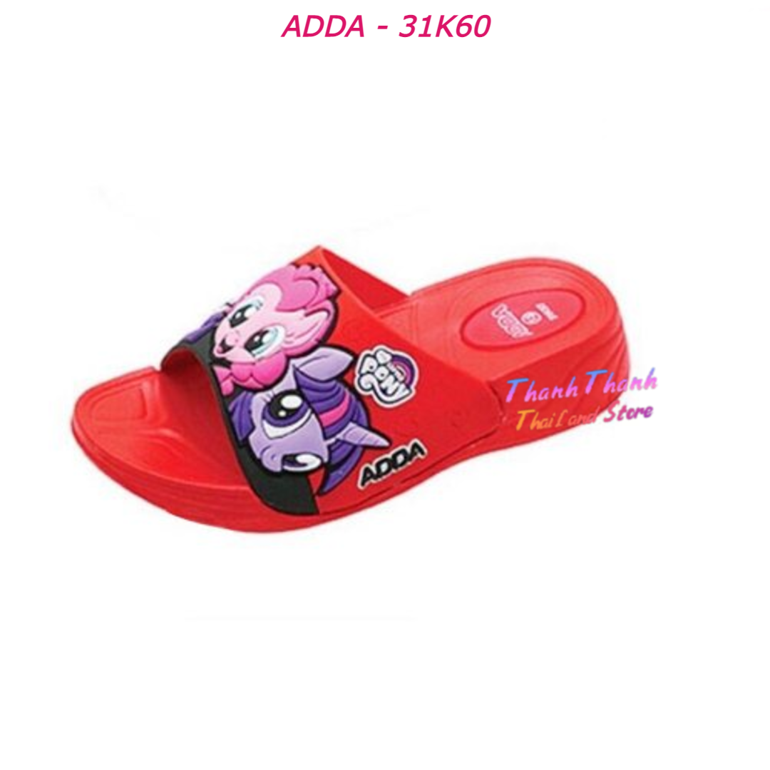 Dép cho bé gái quai ngang Pony Thái Lan ADDA 31K60,  Đế cao 3cm