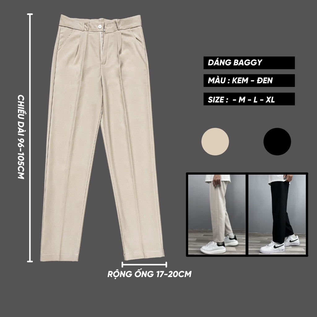 Quần Baggy Nam Dáng Baggy Basic 2 Màu Kem Đen XESINU