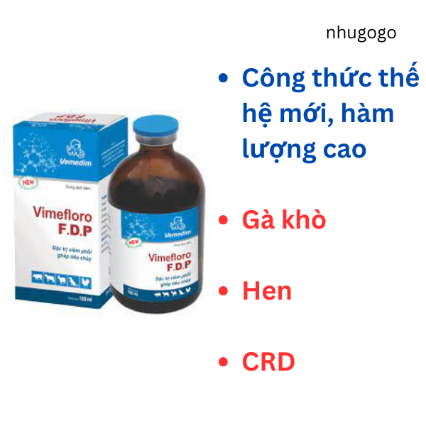 Vimefloro FDP 100ml new hàm lượng cao, hen, rù, gà khò, khẹc, CRD