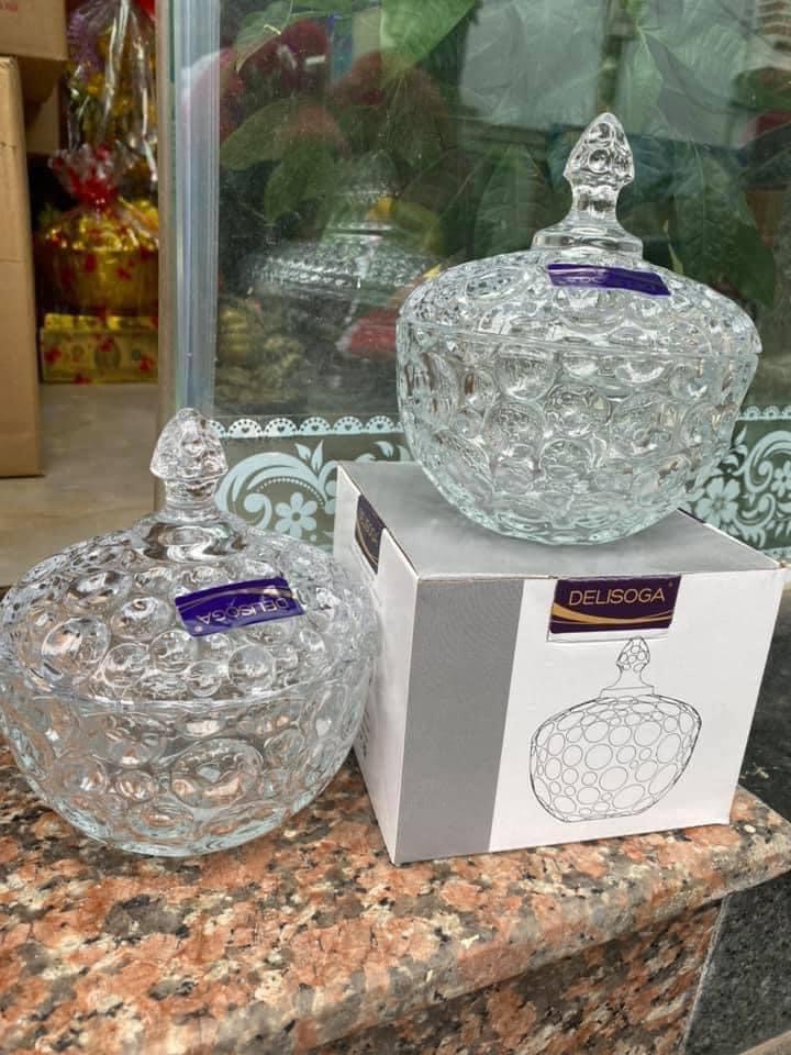 Thố đựng mứt thuỷ tinh- thố đựng kẹo tết