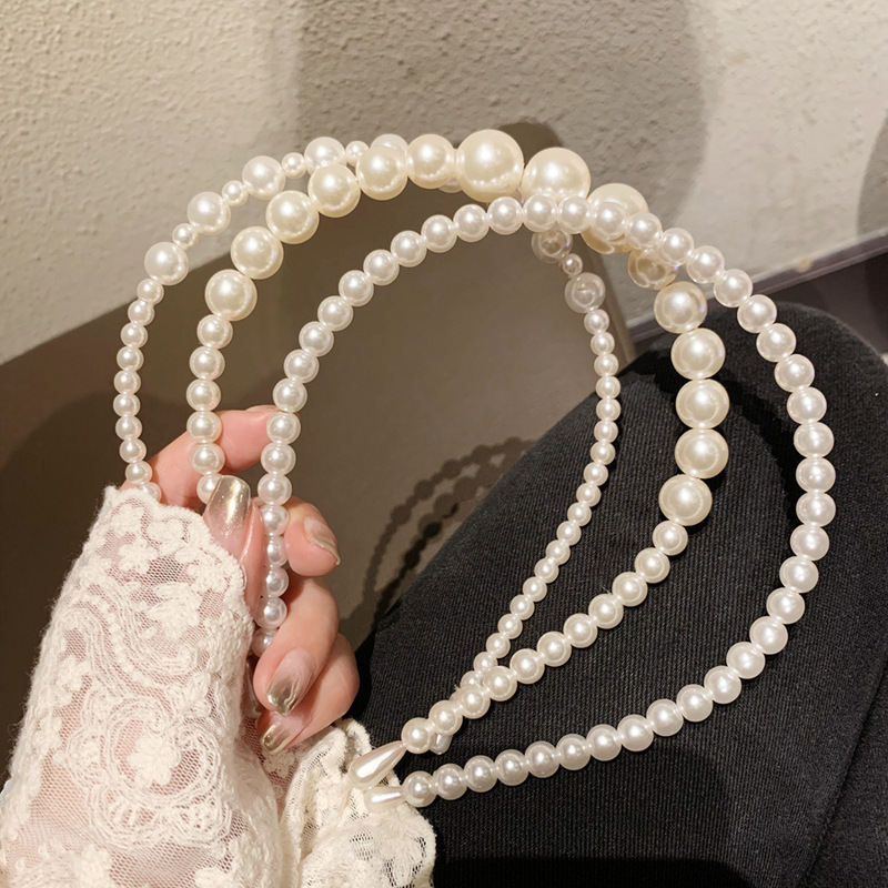 Băng Đô Cài Tóc Đính Ngọc Trai Phong Cách Retro Cho Nữ