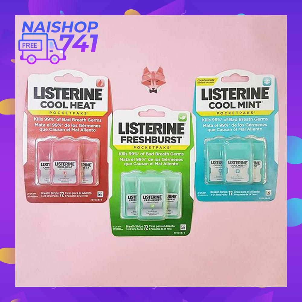 Listerine-Miếng- Ngậm- Thơm- Miệng- Diệt- Khuẩn- Listerine Hộp 3 Vỉ 72 Miếng