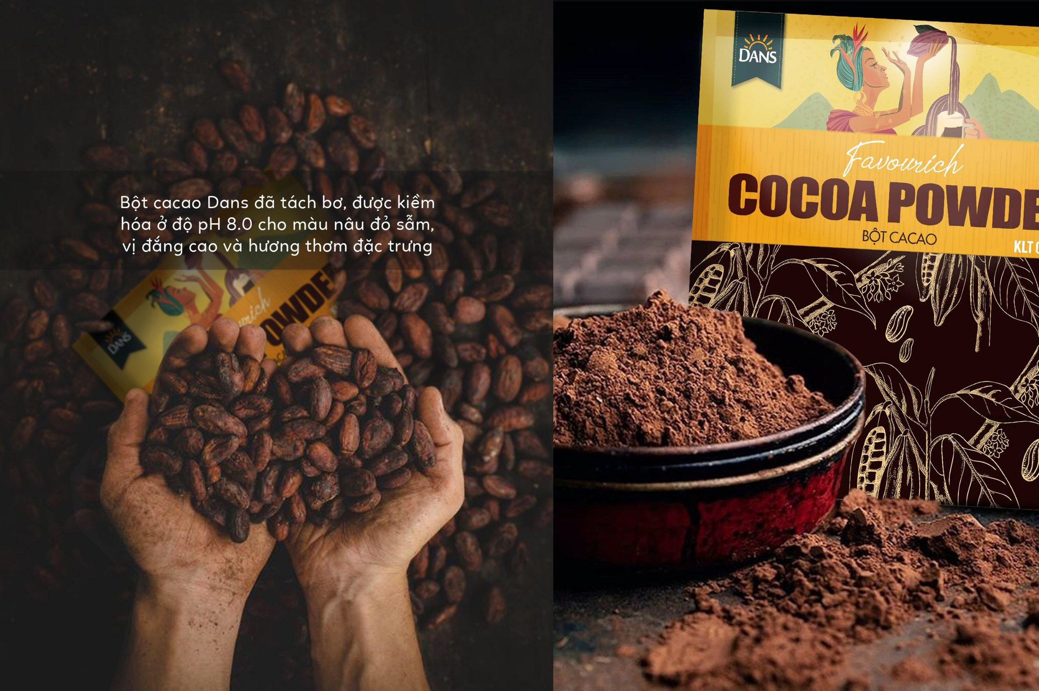 Dans Pure Cocoa Powder 500g – Rich, 100% Pure, Standard for Mixing & Baking