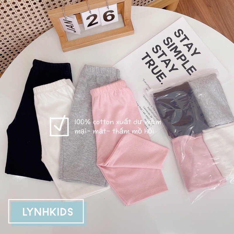 SET 4 QUẦN LEGGING LỬNG CHO BÉ (4 màu đen, hồng, trắng, ghi)