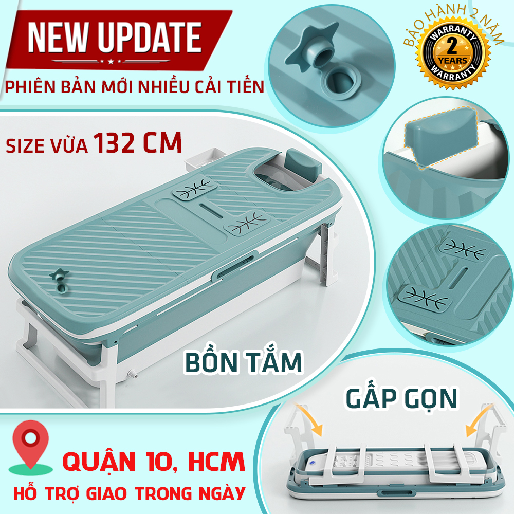 Bồn tắm nằm gấp gọn xếp góc silicone massage xông hơi size lớn Legaxi