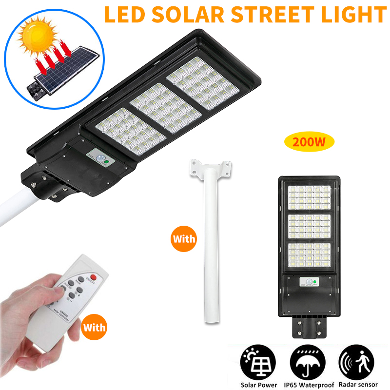 Đèn đường năng lượng mặt trời 120W 200W 300W tích hợp ngoài trời cảm ứng tấm pin năng lượng mặt trời siêu bền Đèn sân vườn dùng năng lượng mặt trời liền thể chống nước