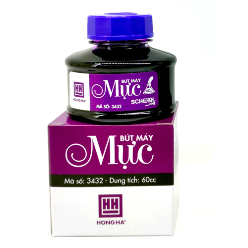 Mực bút máy hồng hà 60ml xanh đen - tím đậm