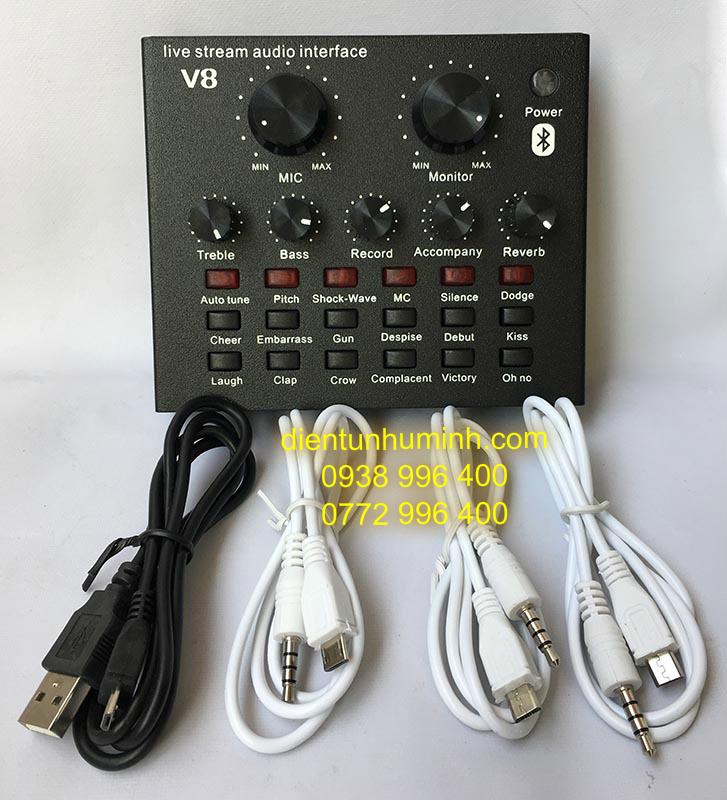Sound card V8 Bluetooth chuyên live stream thế hệ mới