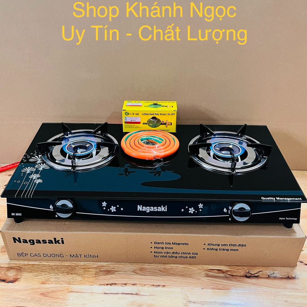 100% new nsaaki nk-686sg dual burners gas saving burners-12 months warranty