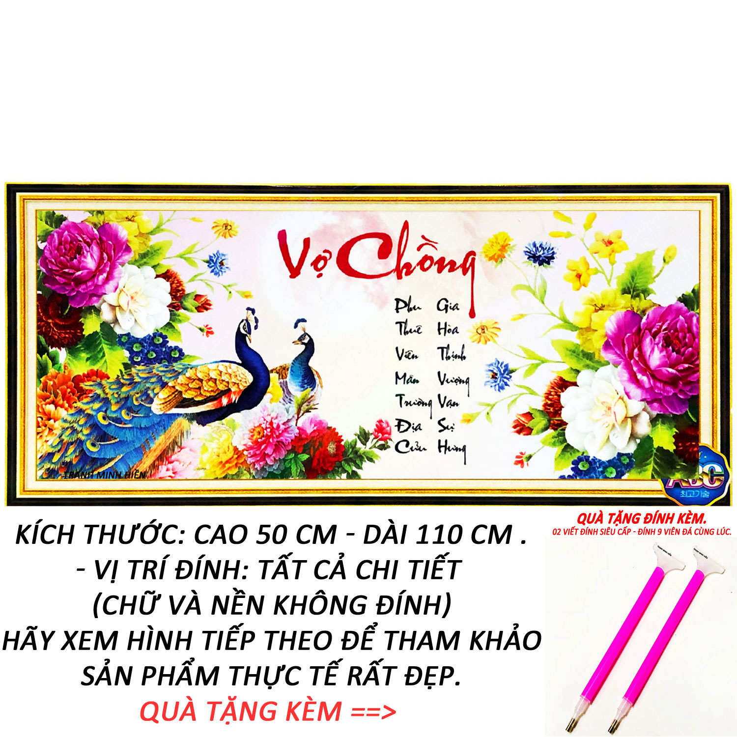 Tranh Đính Đá Phong Cảnh - Phu Thê Viên Mãn 01 (Kèm Quà Tặng) - Tranh Minh Hiền (TỰ ĐÍNH ĐÁ)