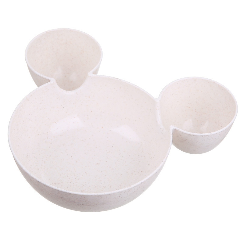 Đồ ăn vặt lúa mì lấy từ đĩa children's Dinner set Bowl Lunch box Baby Cartoon Grid Rice Plate Cartoon Baby Tray