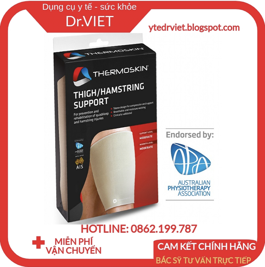 Băng nẹp bắp đùi Thermoskin Thigh Hamstring xuất xứ Úc hỗ trợ phục hồi chấn thương