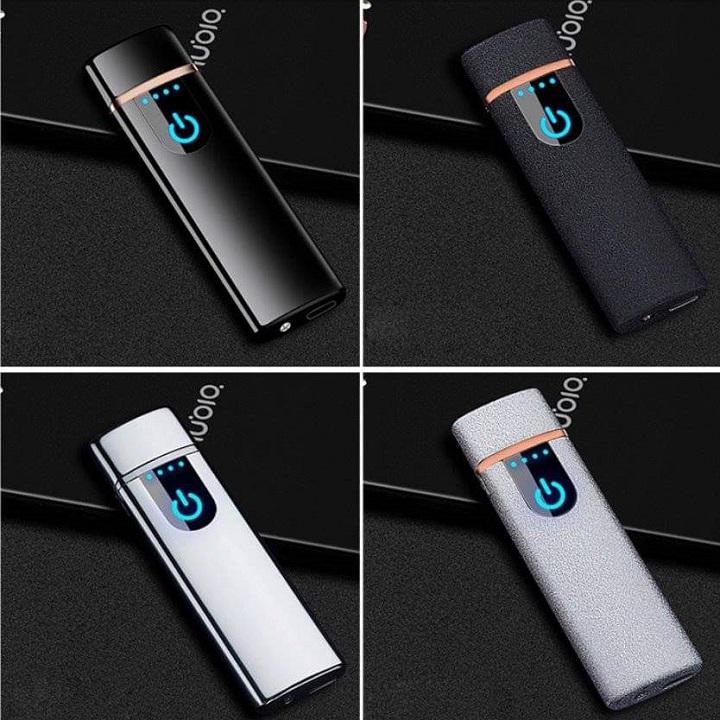 Bật Lủa Sạc Điện Cao Cấp LIGHTER Cảm Ứng Vân Tay Nút Nguồn độc đáo