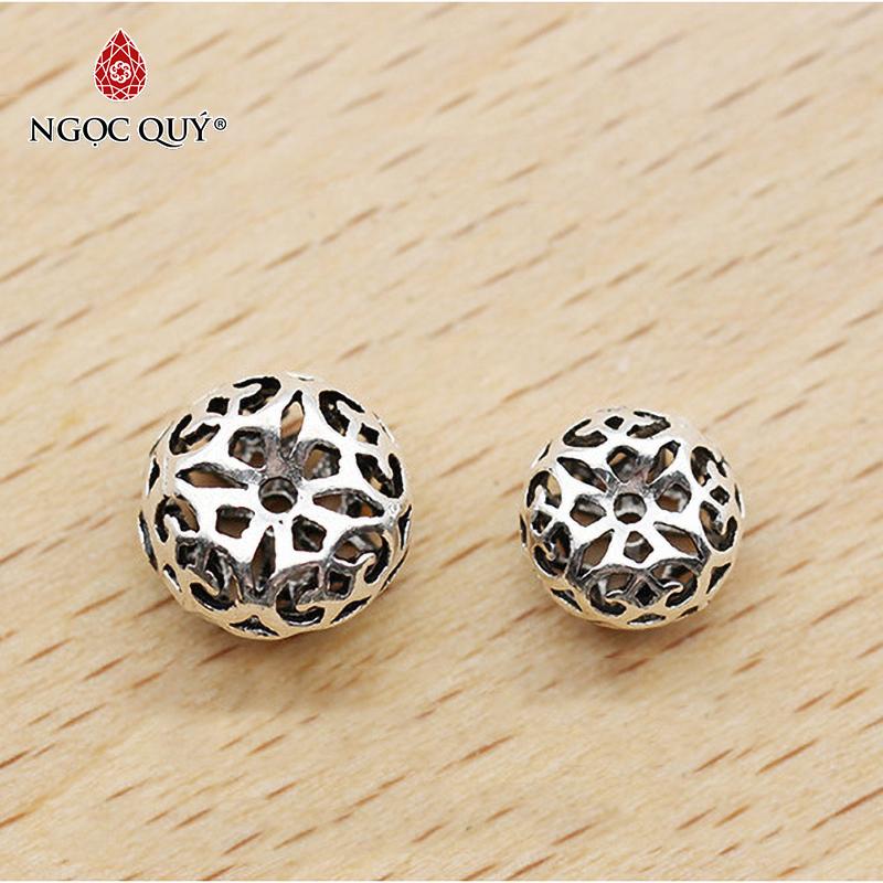 [HCM]Charm bạc hình trụ họa tiết hoa văn xỏ  ngang (bạc thái) - Ngọc Qúy Gemstones