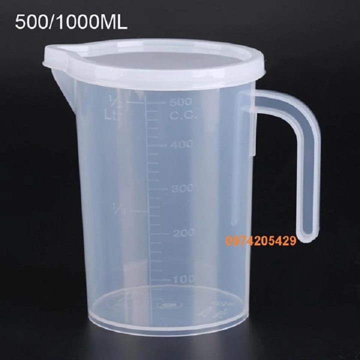 Ca nhựa chia vạch 500ml có nắp