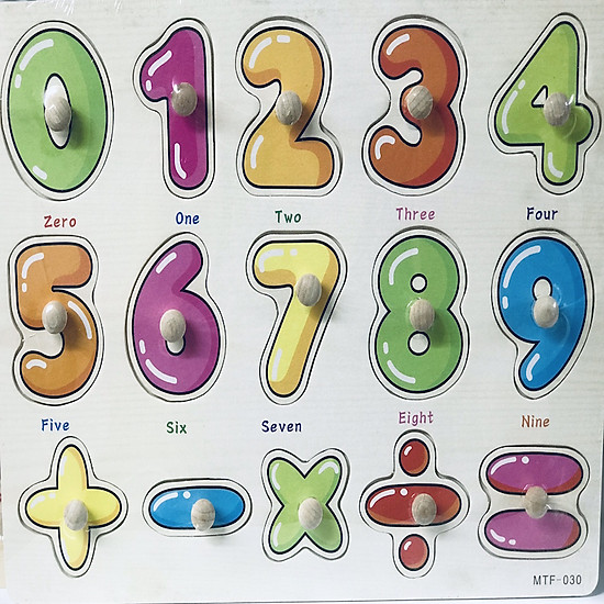 Bộ Số từ 0 - 9 Bằng Gỗ Có Núm Cầm