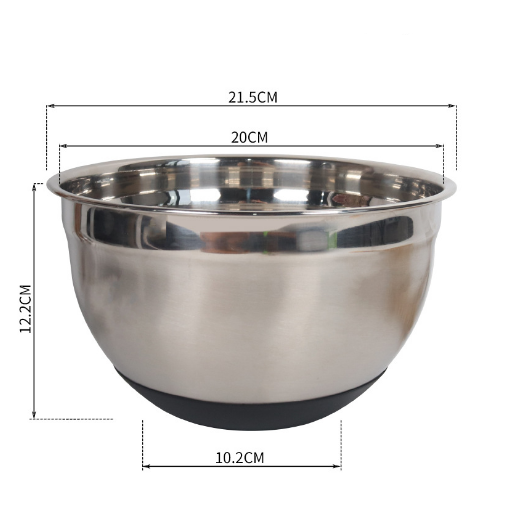 Tô trộn bột inox đế đen 20cm