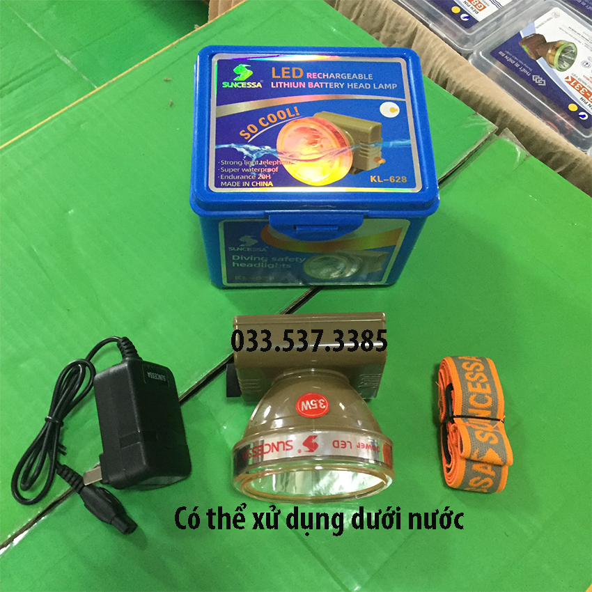 Đèn pin đội đầu, đèn pin sạc kl 628