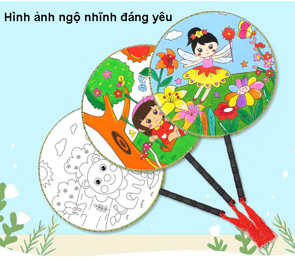 Quạt vải lụa, vẽ tô màu cho bé