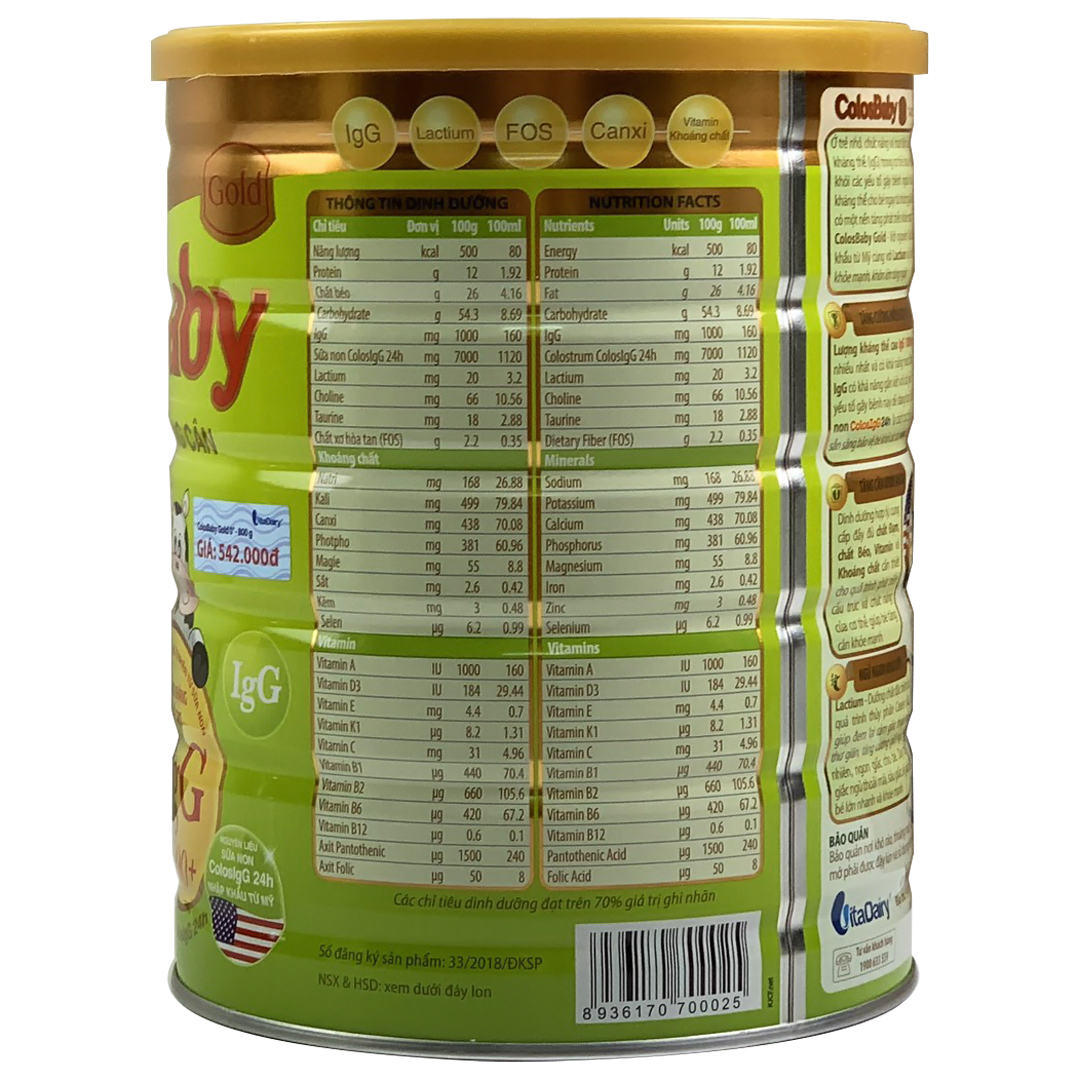 [CHÍNH HÃNG] Sữa Non ColosBaby Gold Số 0+ 800g (COLOS BABY -  COLOSBABY - Colos baby)