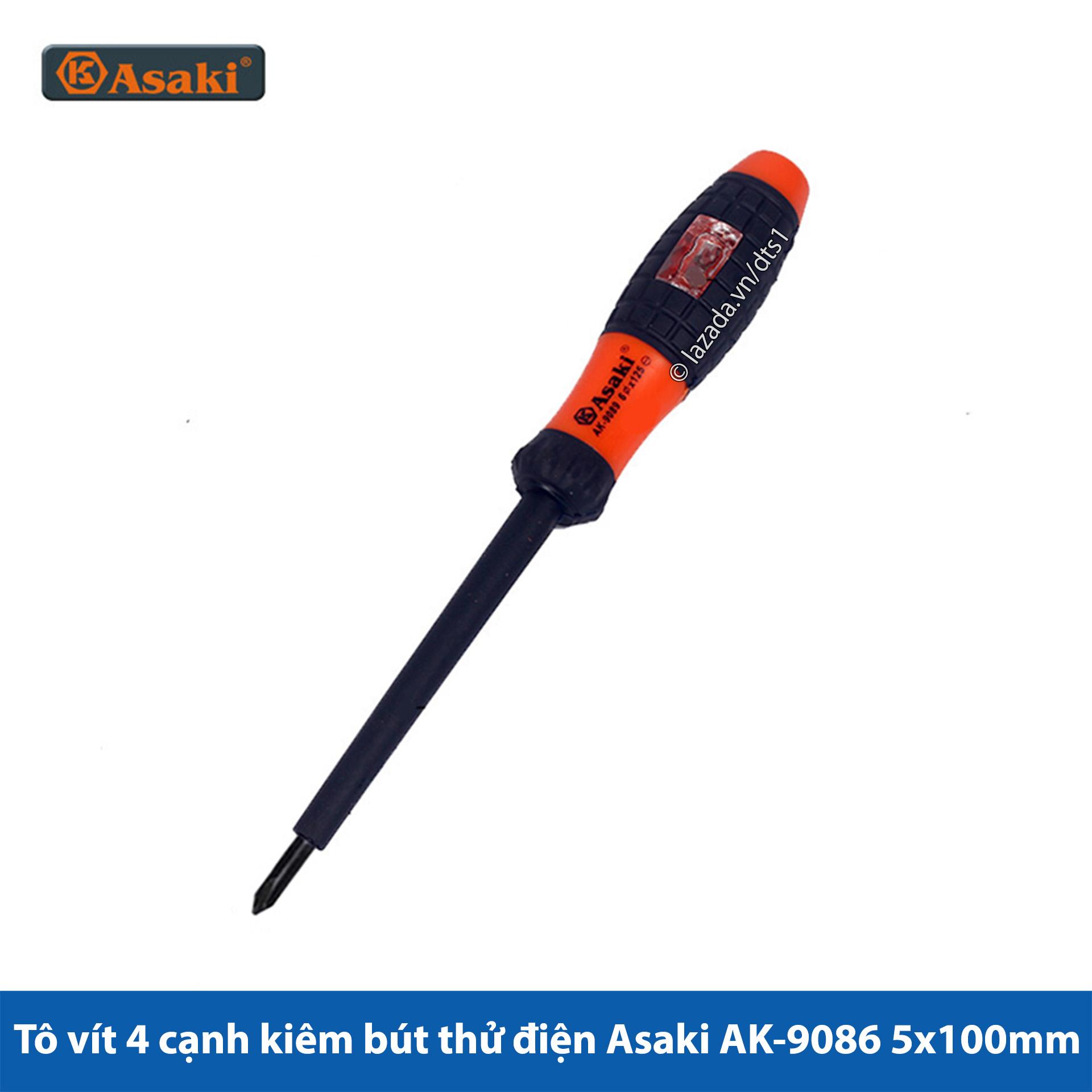 Tô vít 4 cạnh kiêm bút thử điện Asaki AK-9086 5x100mm