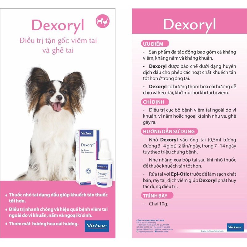 Dung Dịch Nhỏ Tai Chó Mèo VIRBAC DEXORYL 10ml