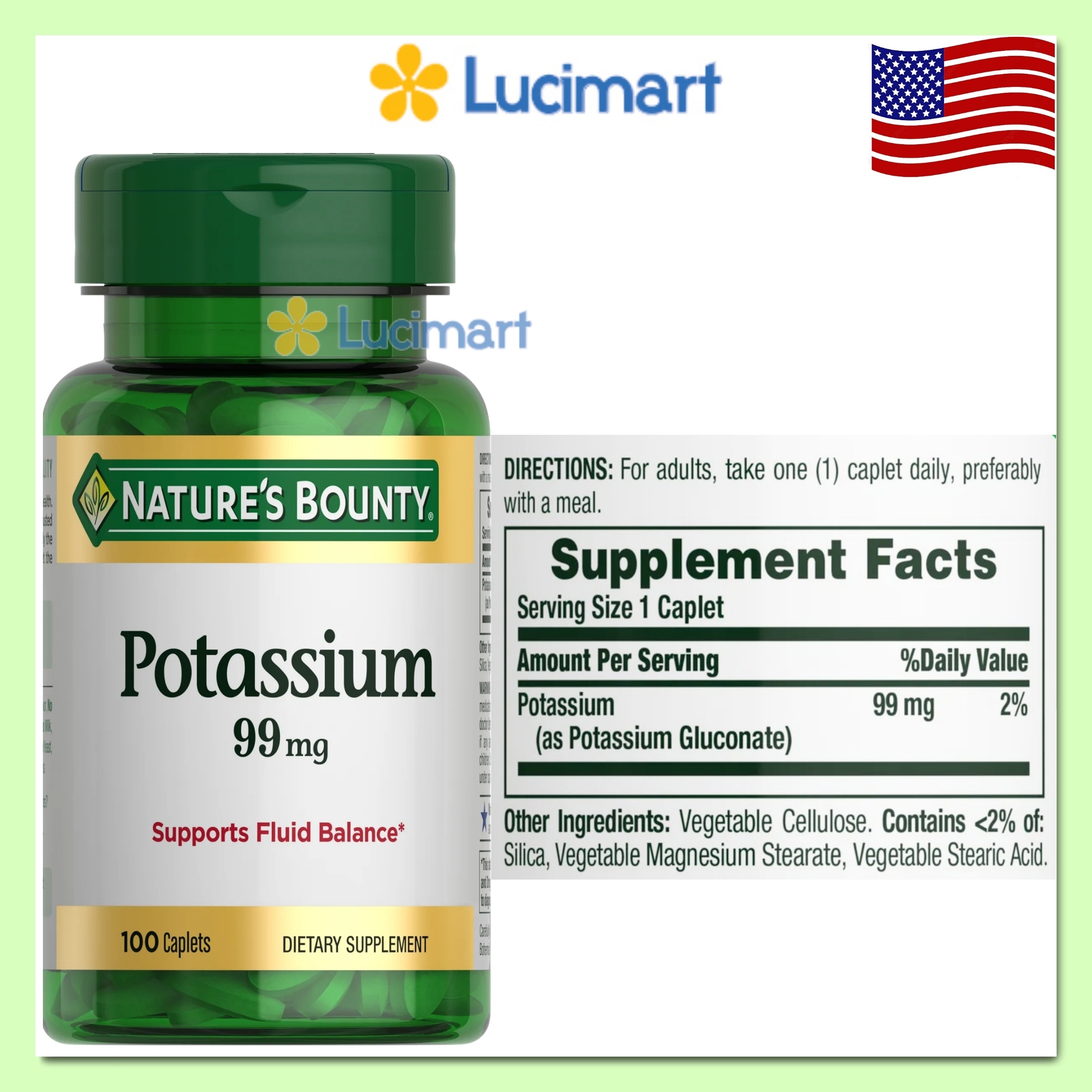 Viên uống bổ sung Kali Potassium 99mg Nature’s Bounty hũ 100 viên