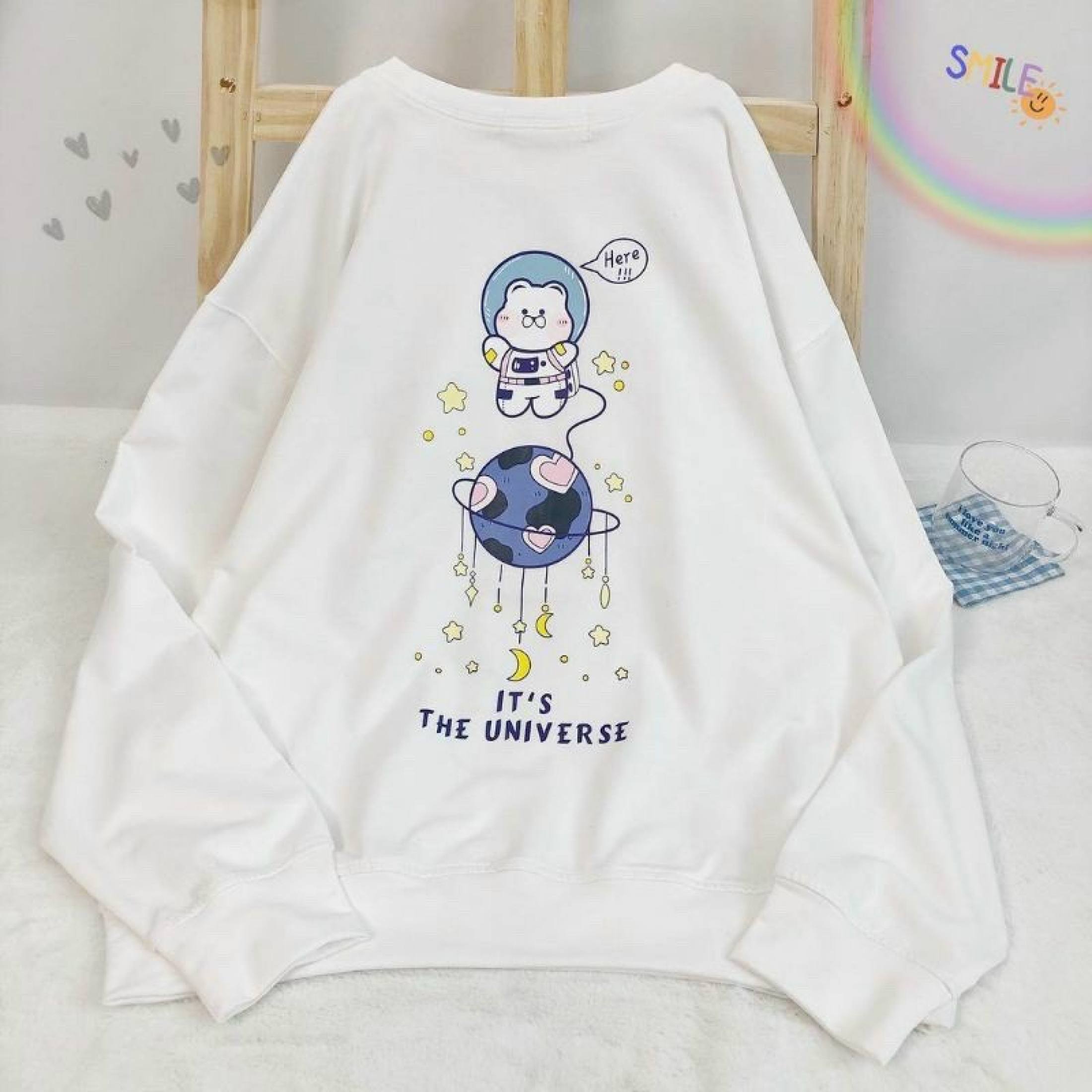 Áo khoác nữ sweater in hình đẹp dễ phối đồ