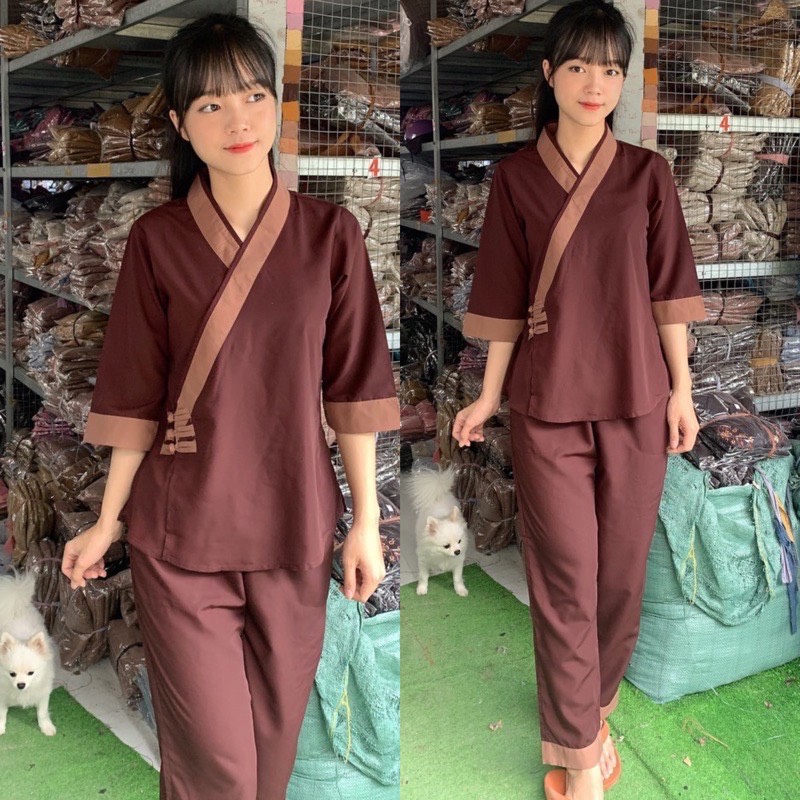 ĐỒ LAM ĐI CHÙA mẫu 3 nút kate