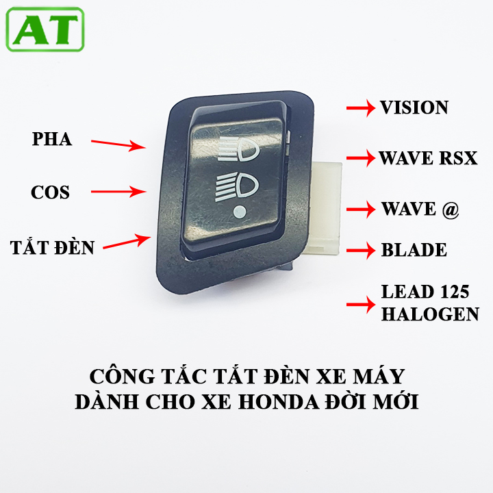 Công Tắc Tắt Đèn Pha Wave Vision Lead Đời Mới 2020 2021 Lắp Chung Giắc Pha Cốt