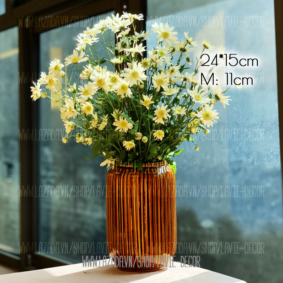 Lọ hoa gốm sứ men hỏa biến hổ phách Bát Tràng