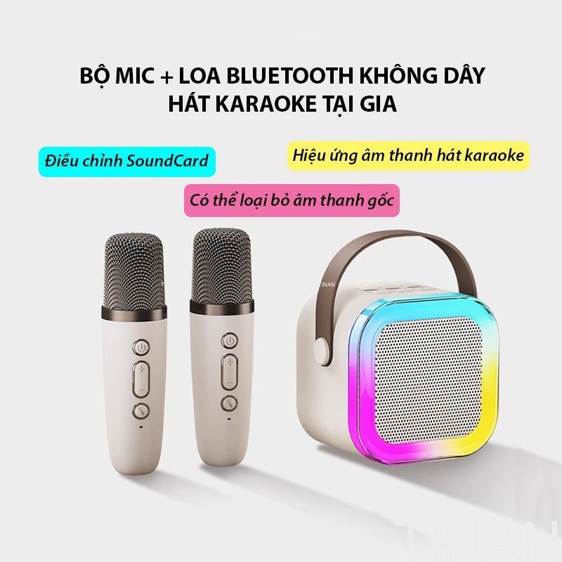 ( KÈM SẴN 2 MÍC ) Bộ Loa Bluetooth Karaoke Mini K12 Kèm 2 Mic Không Dây - Thiết  Kế Đèn Lồng Thời Trang Tiện Lợi Mang Theo - Bảo Hành Lỗ 1 Đổi 1