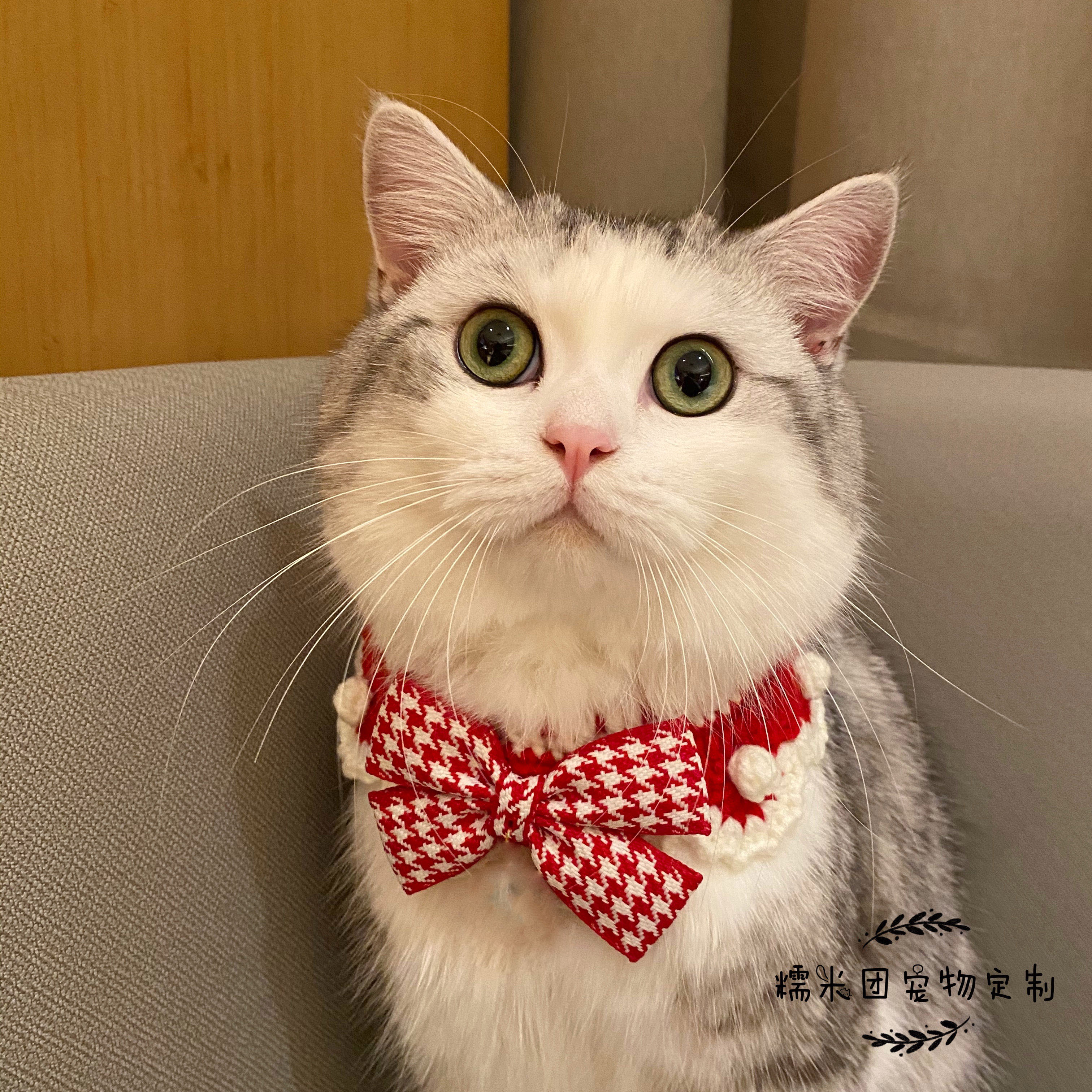 Vòng đeo cổ cho mèo cưng chó cưng nơ caro