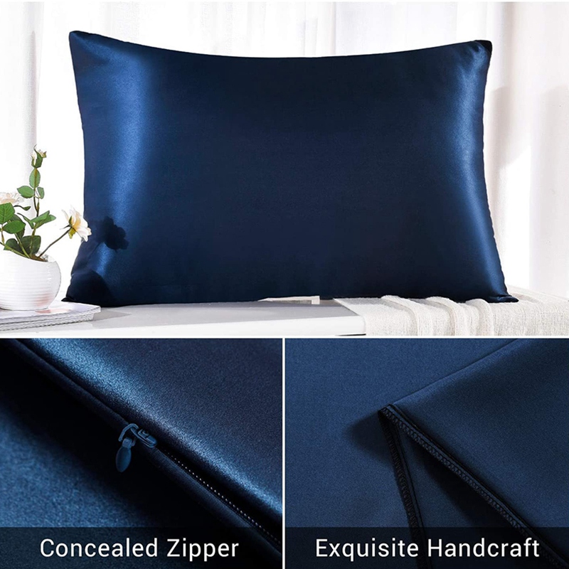 navy blue silk pillowcase