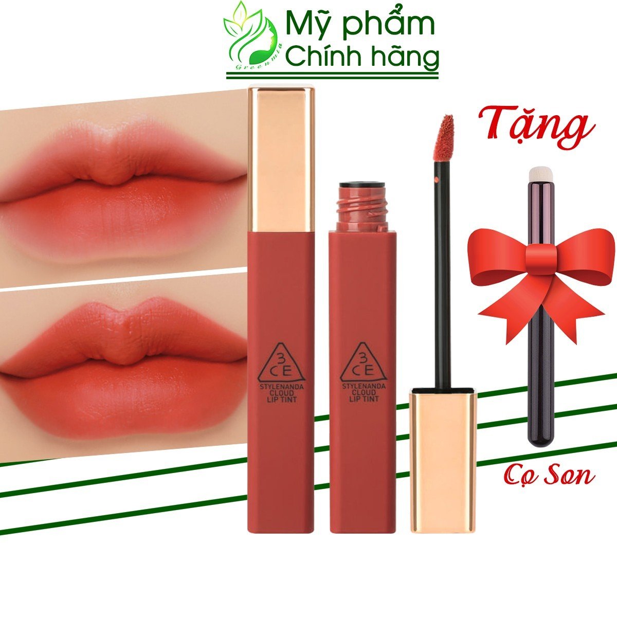 Son kem lì 3ce cloud lip tint peach tease - sắc cam đào đỏ ấm bền màu lâu trôi chính hãng check hidden tag