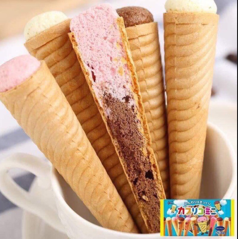 [DATE 2/2027] BÁNH ỐC QUẾ NHÂN KEM GLICO NHẬT BẢN (TÚI 10 CÂY - 3 VỊ SỮA, DÂU, SOCOLA)