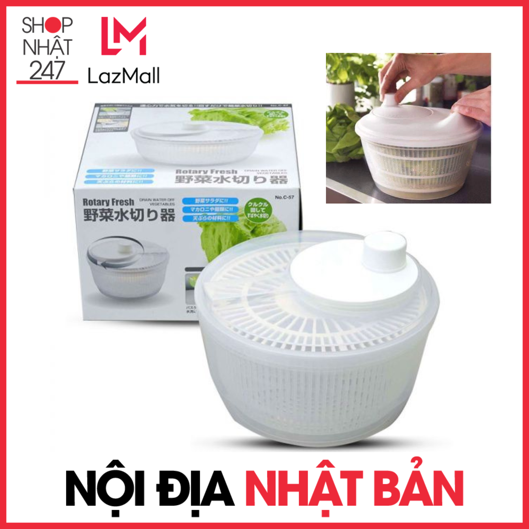Rổ quay rau INOMATA nội địa Nhật Bản