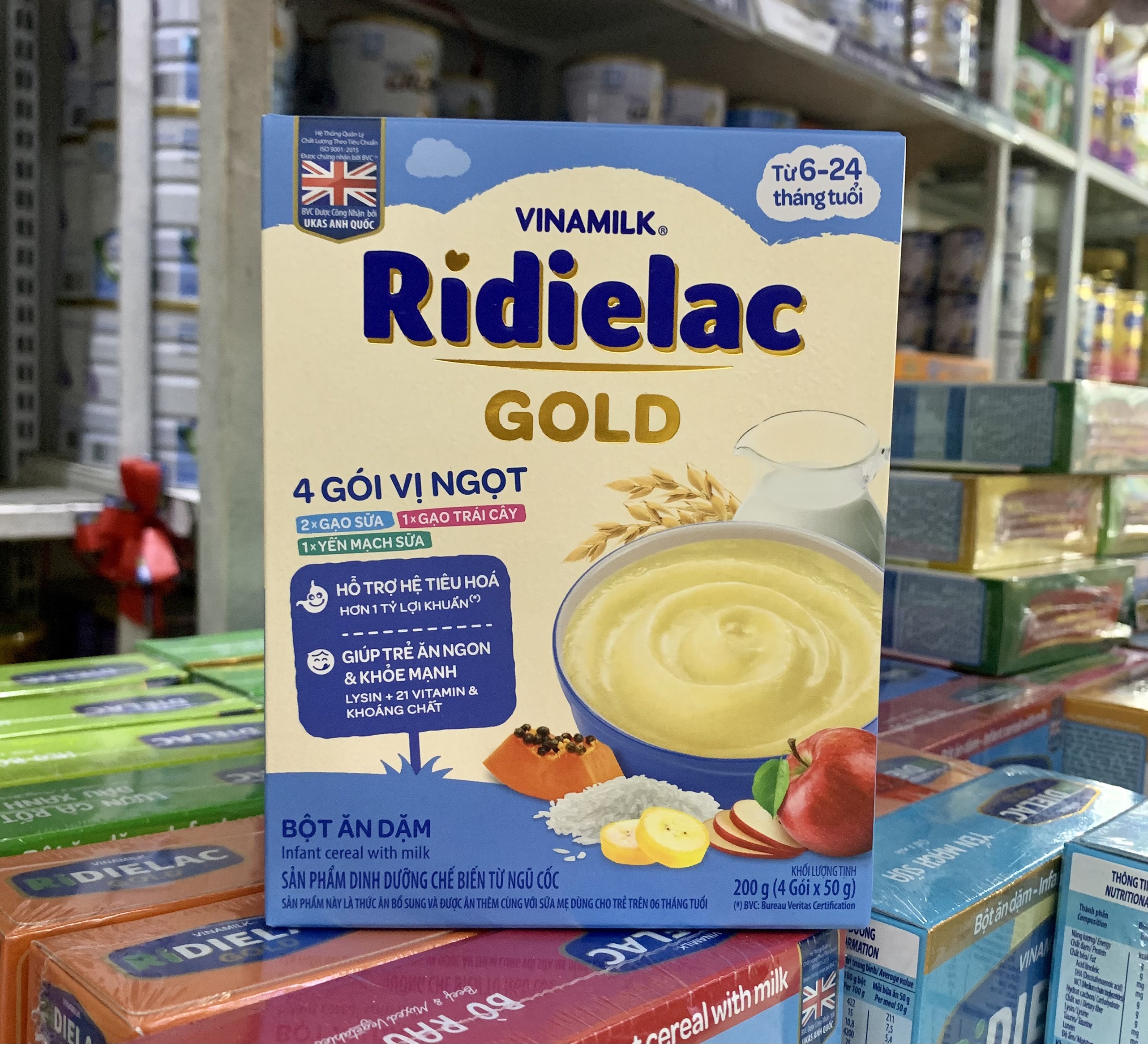 BỘT ĂN DẶM RIDIELAC GOLD 4 Gói VỊ NGỌT - HỘP GIẤY 200G