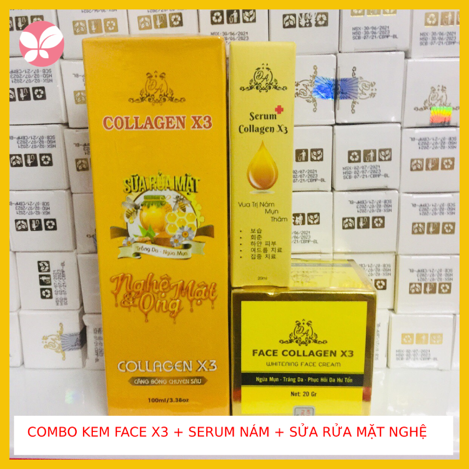 Combo kem face x3 + serum nám x3 + sửa rửa mặt x3 collagen đông anh - hàng chính hãng