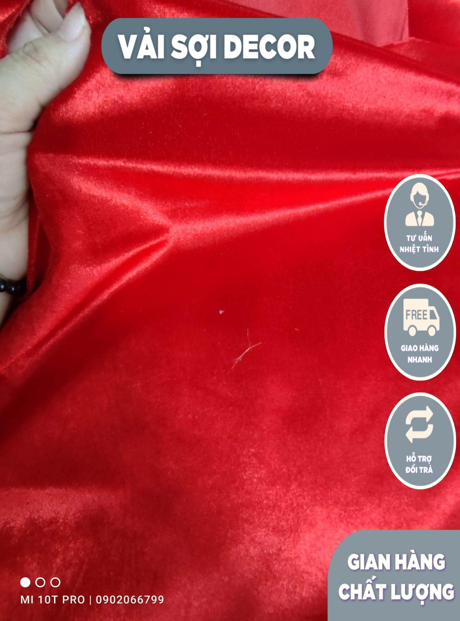 Vải nhung màu xanh rêu và đỏ cờ ( vai nhung 5m x 1,5m)