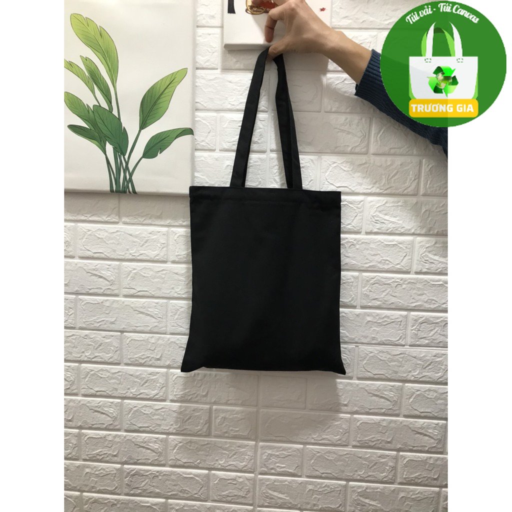 Túi vải canvas, túi tote trơn màu đen 31x36cm
