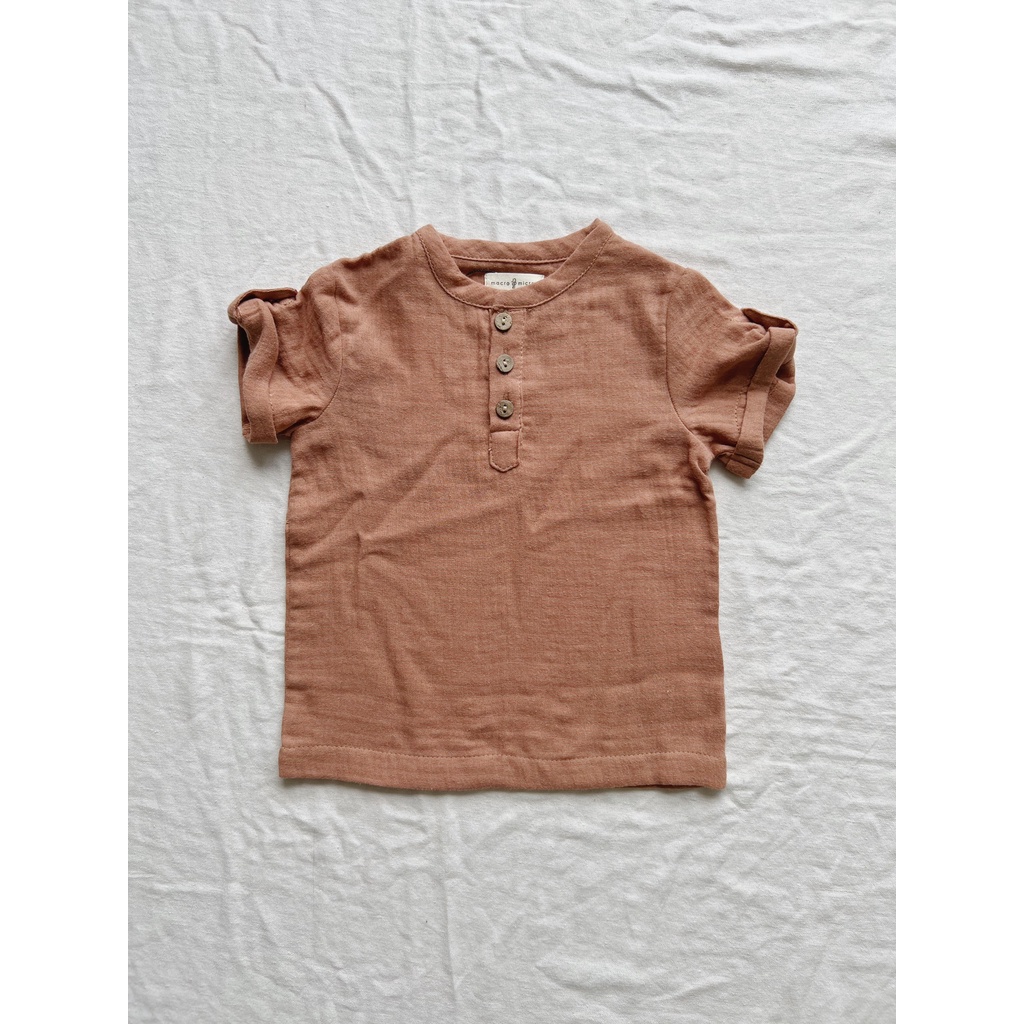 Muslin Leon Shirt Macro & Micro (Áo Nam Henley Vải Xô Cotton)