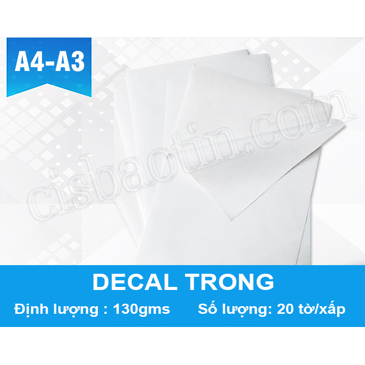 [HCM]DECAL TRONG (PET KEO)- KHỔ A3- XẤP 20 TỜ