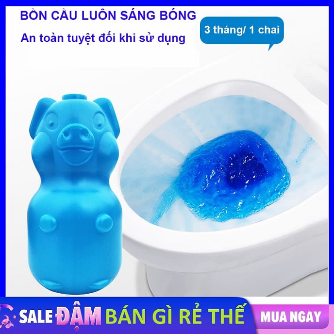 Lọ Thả Bồn Cầu Hình Con Lợn Khử Mùi Hôi Diệt Vi Khuẩn Gấp 40 Lần Viên Thả Thông Thường - Chai Thả Bồn Cầu Toilet Hình Con Heo Lợn