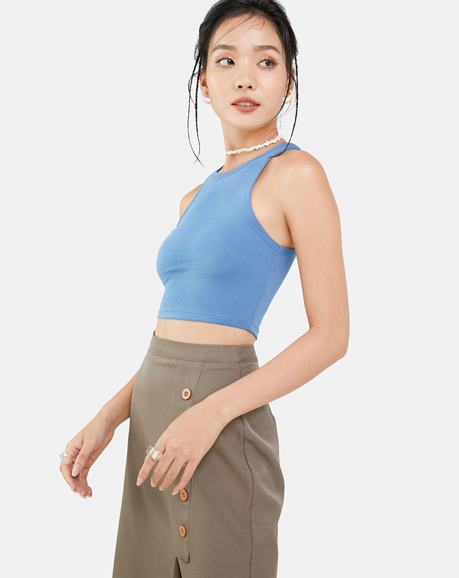 Áo sát nách nữ thời trang juno dáng croptop thun trơn jnath024