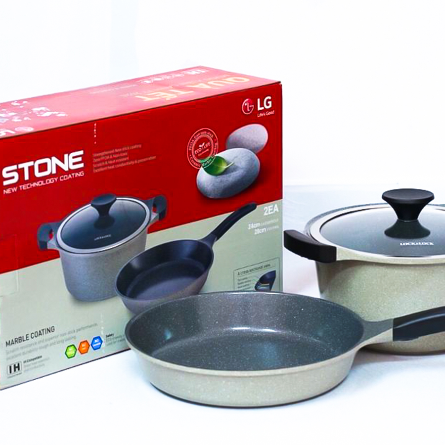 BỘ NỒI CHẢO LOCK&LOCK STONE dùng trên Bếp từ